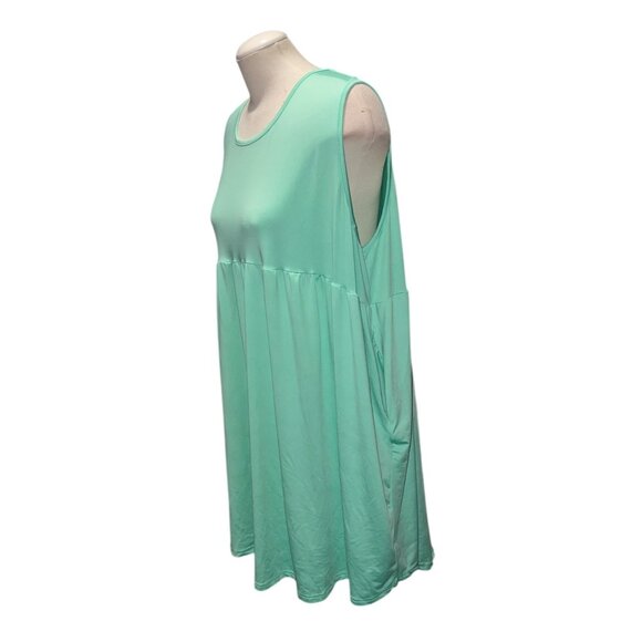 Sleeveless Mint Green Loose-Fit Tunic Dress With Pockets For Women Sz 2XL-3XL - Picture 6 of 9